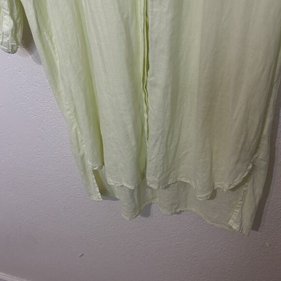 YFB Young Fabulous & Broke Lime Yellow Button Down Linen Blend Shirt Dress Sz S - Picture 5 of 10